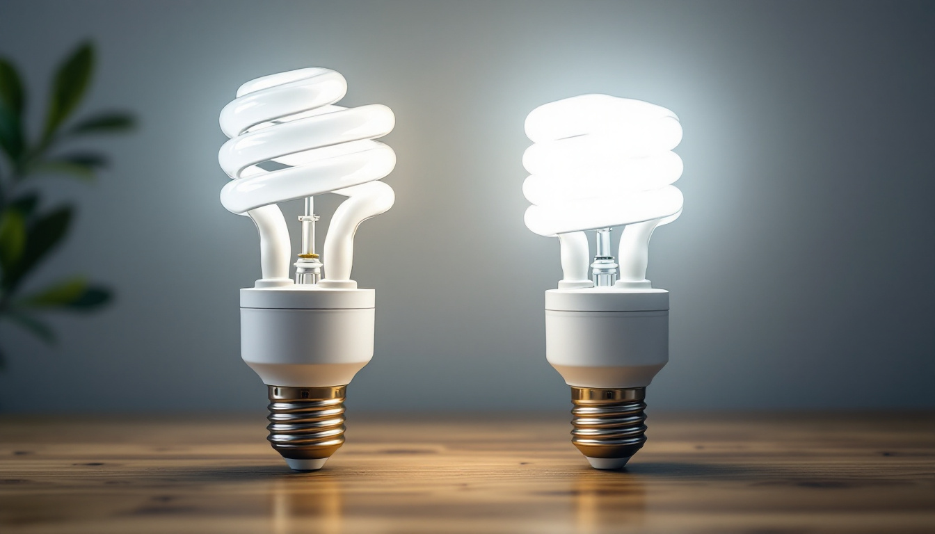 A photograph of a side-by-side comparison of t8 and t12 fluorescent bulbs