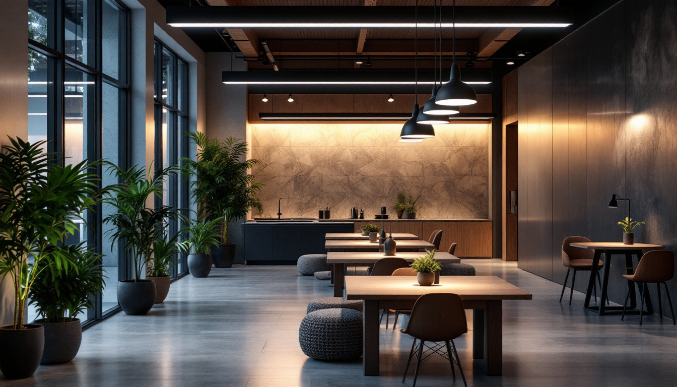 A photograph of a modern commercial space featuring sleek led lighting installations that highlight the functionality and ambiance of the environment