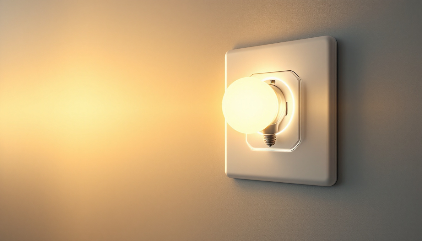 A photograph of a modern electrical outlet socket integrated with energy-efficient lighting