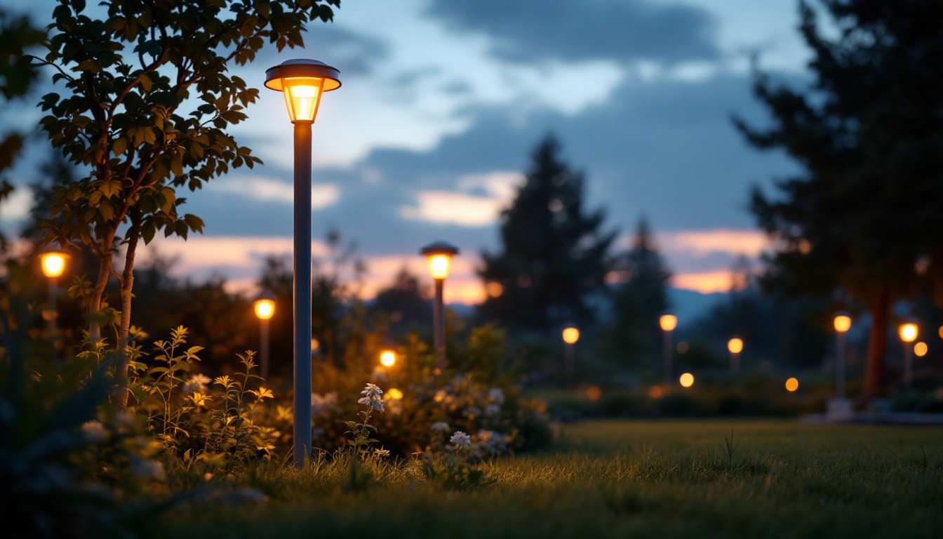 A photograph of a beautifully illuminated outdoor space at dusk