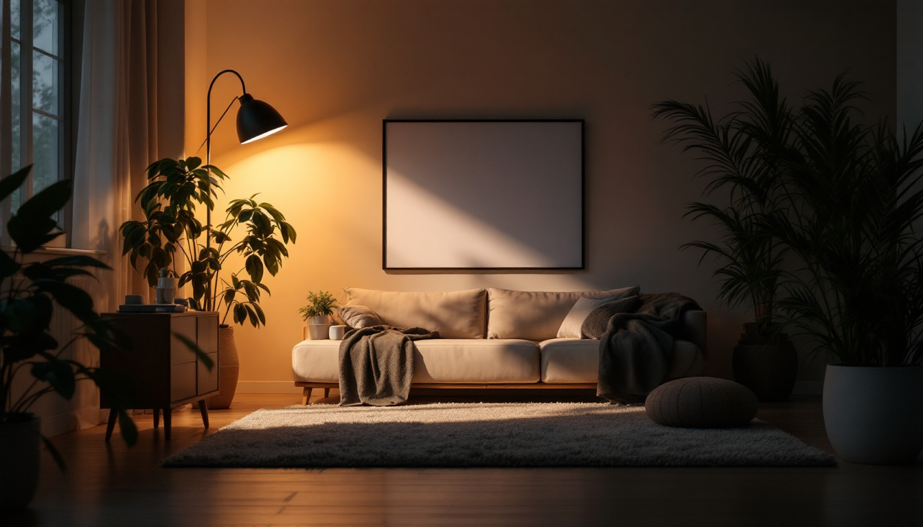 A photograph of a well-lit room showcasing a lighting timer in action