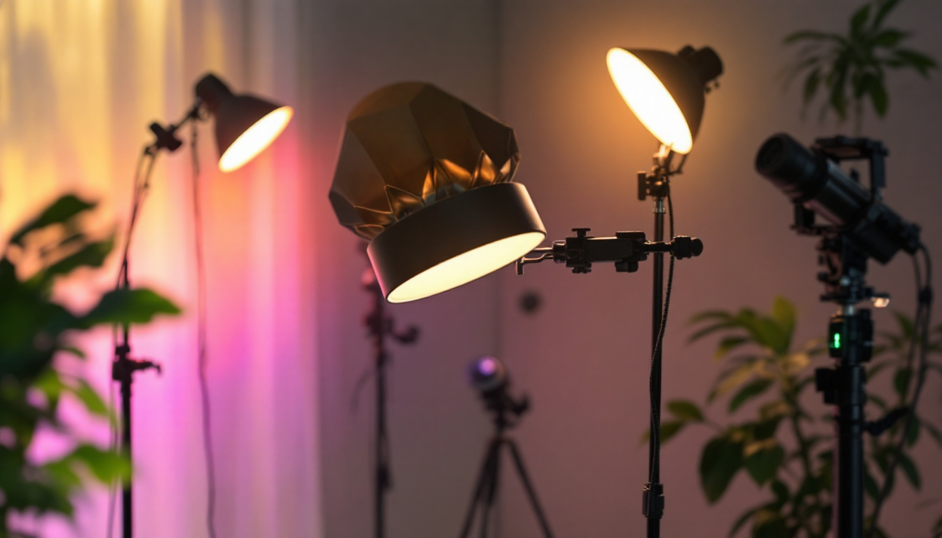 A photograph of a beautifully arranged lighting setup featuring a stylish light bracket in use