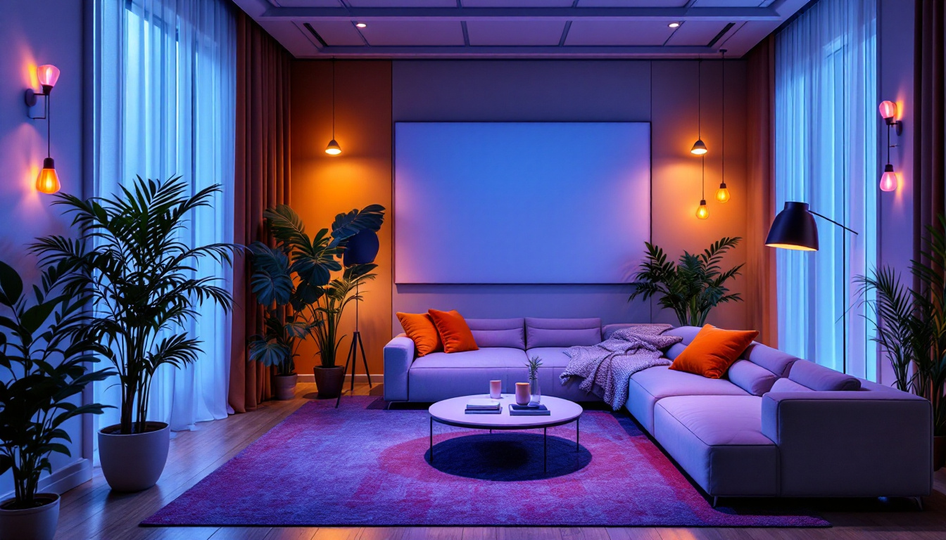 A photograph of a modern lighting system in a stylish interior setting