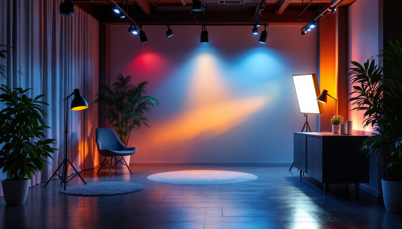 A photograph of a well-lit indoor space showcasing various led lighting setups