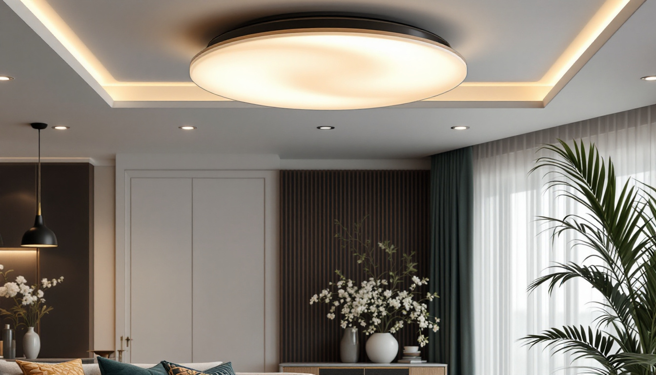 A photograph of a beautifully designed semi-flush lighting fixture in an elegantly styled interior setting
