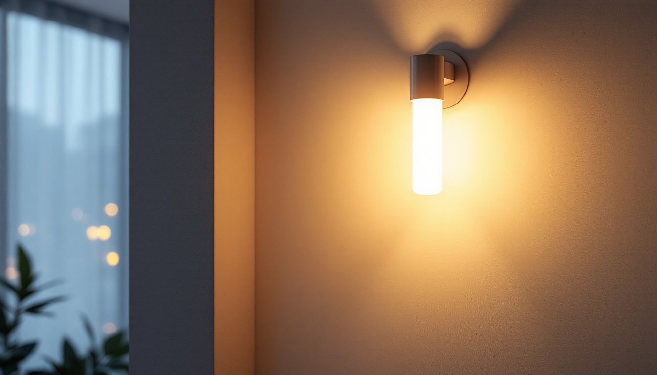 A photograph of a stylishly designed led sconce illuminating a modern interior space