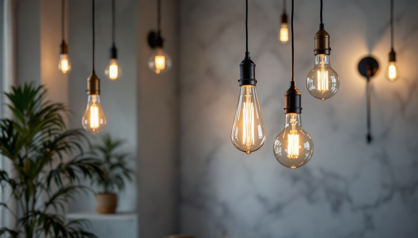 A photograph of a beautifully styled room featuring various light fixtures with regular bulb bases