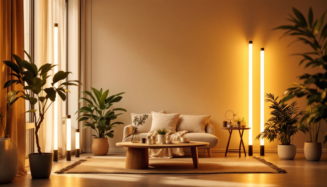 A photograph of a well-lit scene showcasing various types of lighted tubes in use