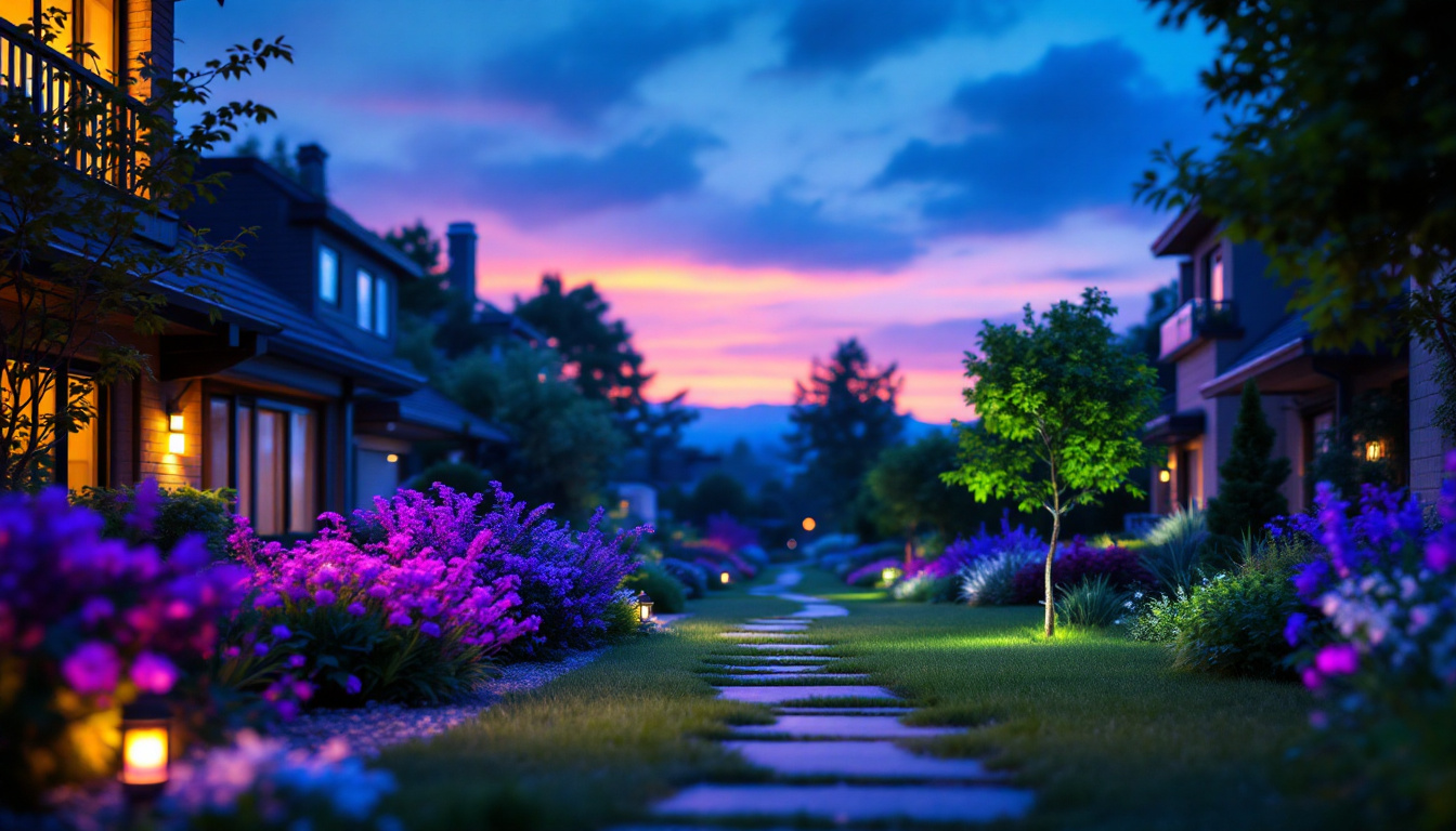 A photograph of a vibrant outdoor scene illuminated by led flood bulbs