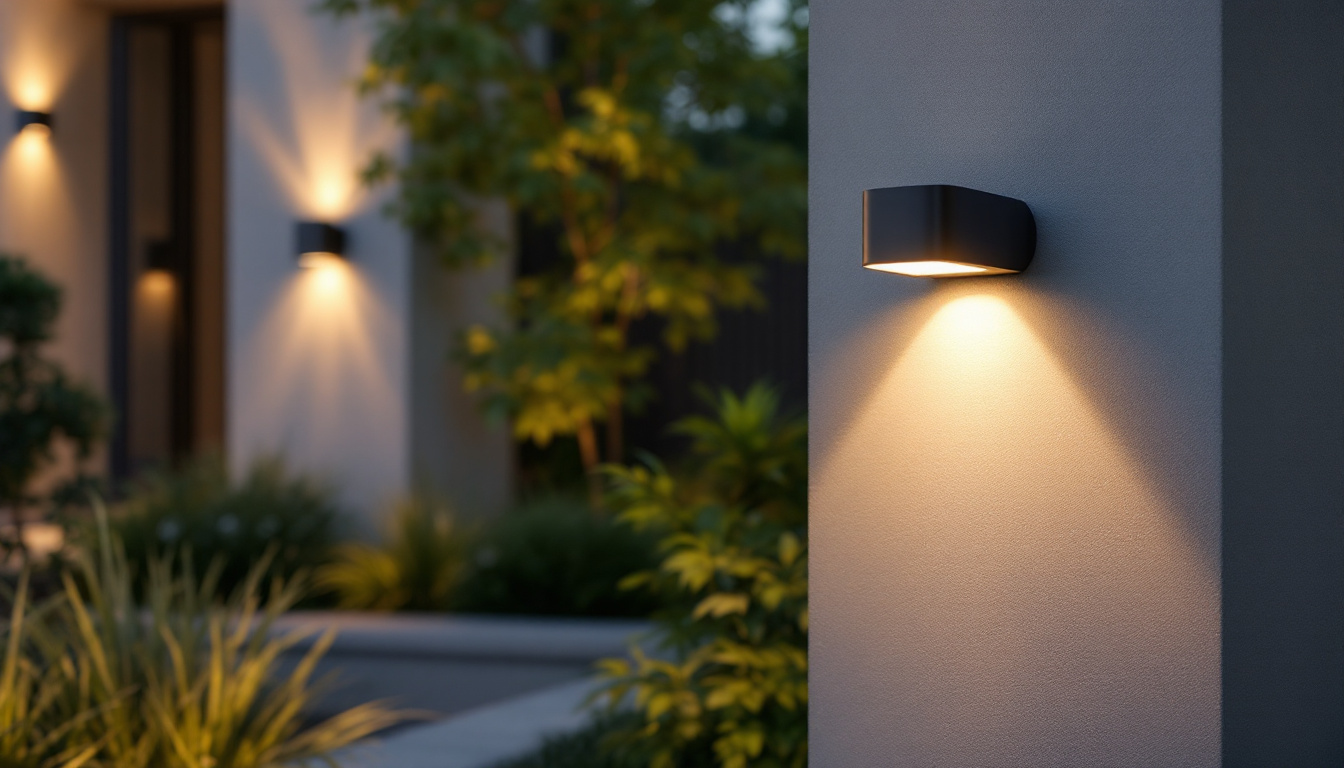 A photograph of a beautifully lit outdoor space featuring modern motion sensor lighting in action