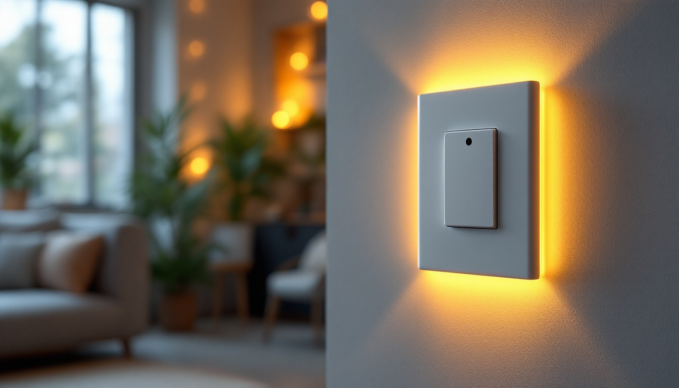 A photograph of a modern light switch in a stylish