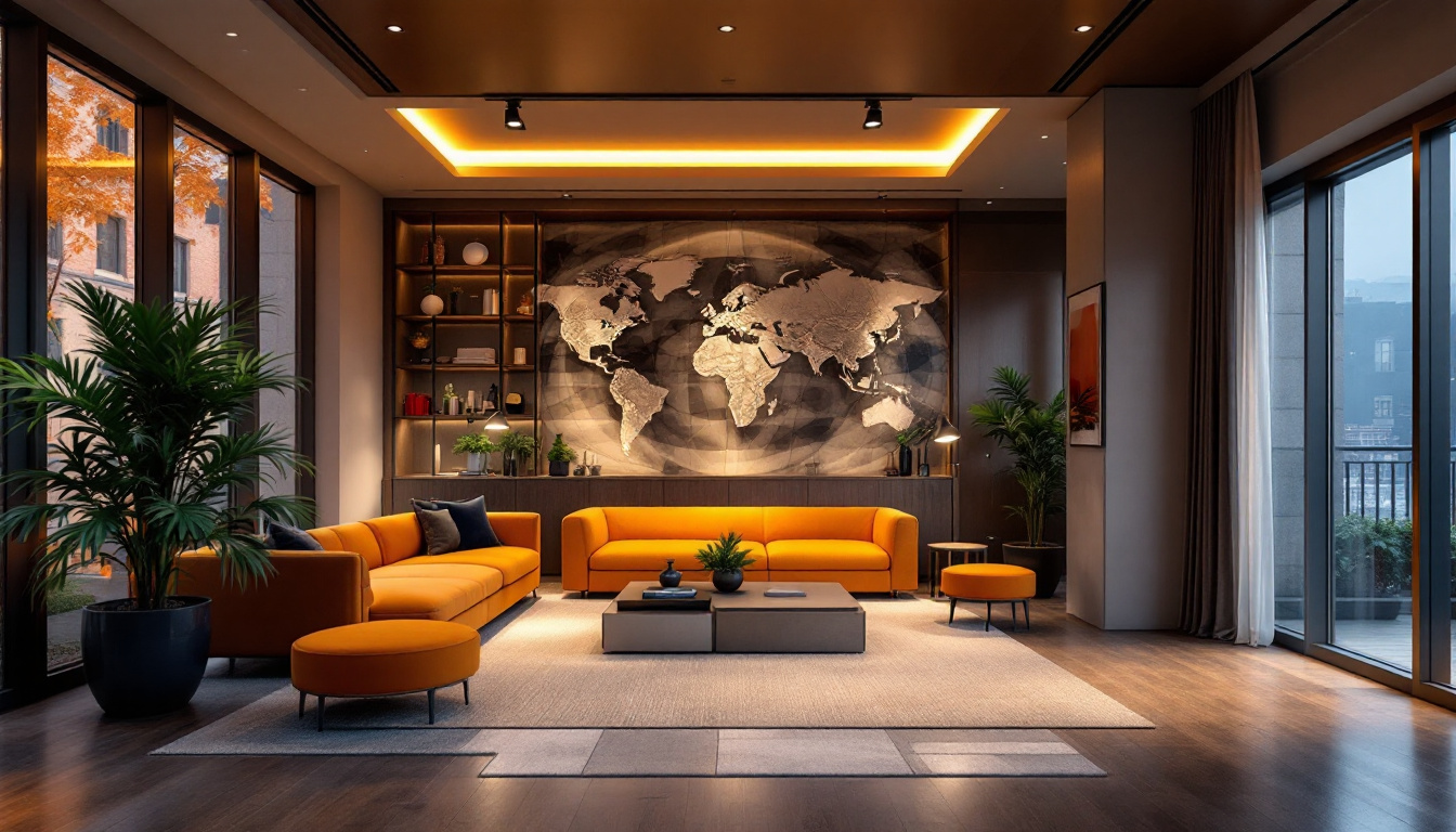 A photograph of a beautifully designed interior space featuring recessed can lights in action