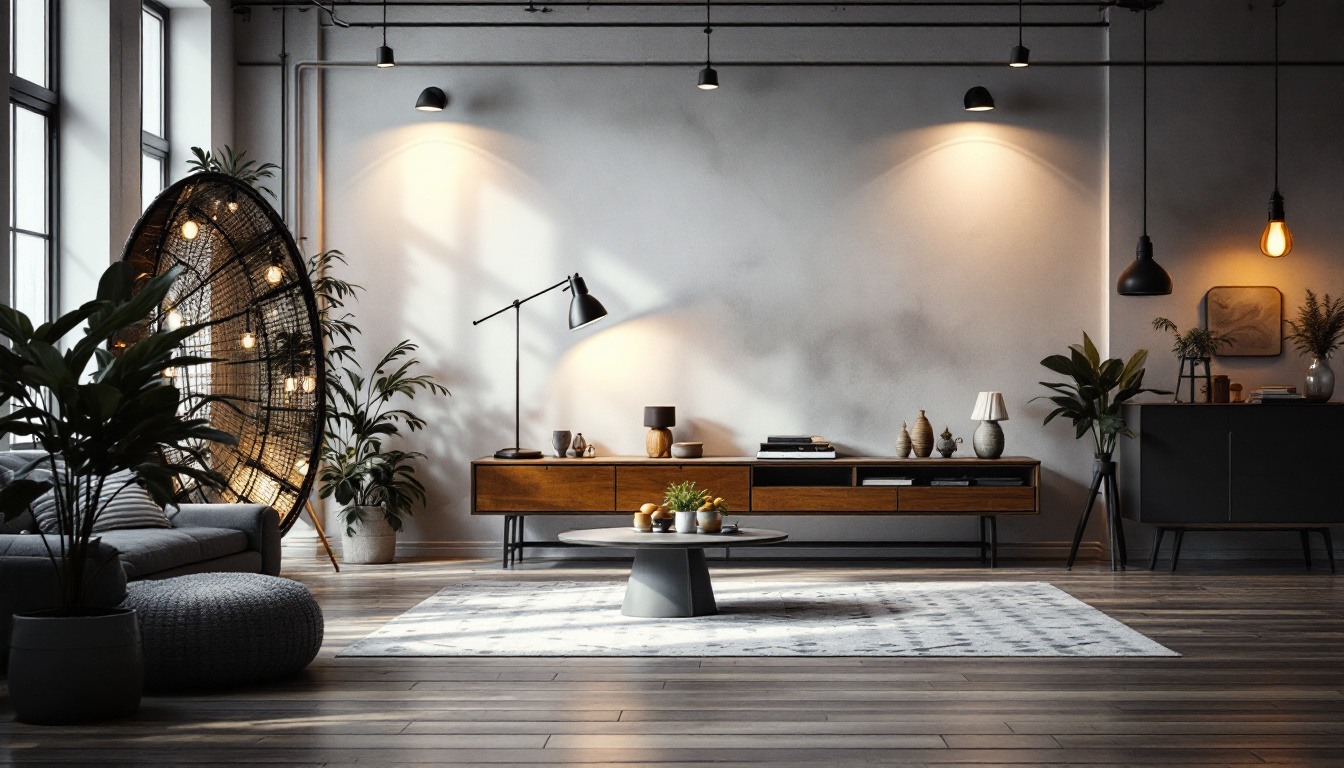 A photograph of a modern lighting system in a stylish interior setting