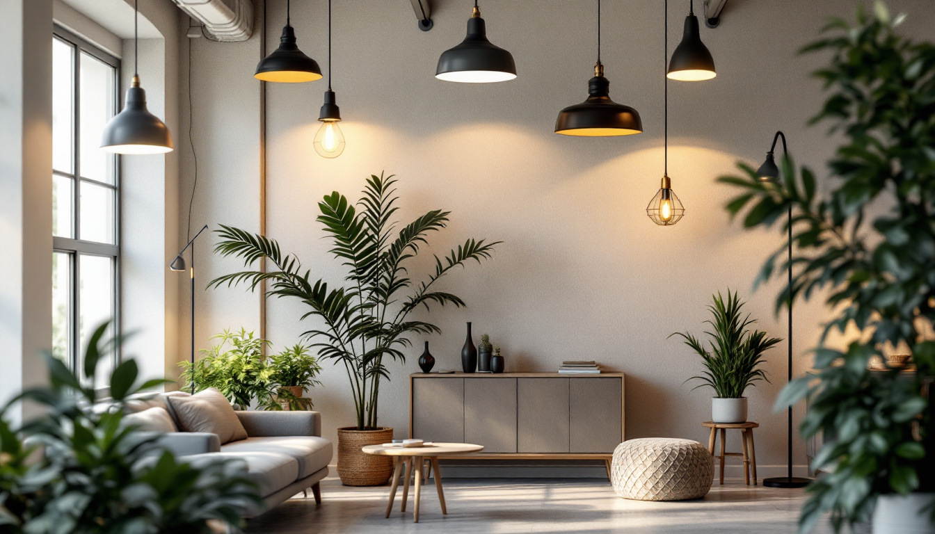 A photograph of a beautifully lit space showcasing various styles of satco lighting fixtures