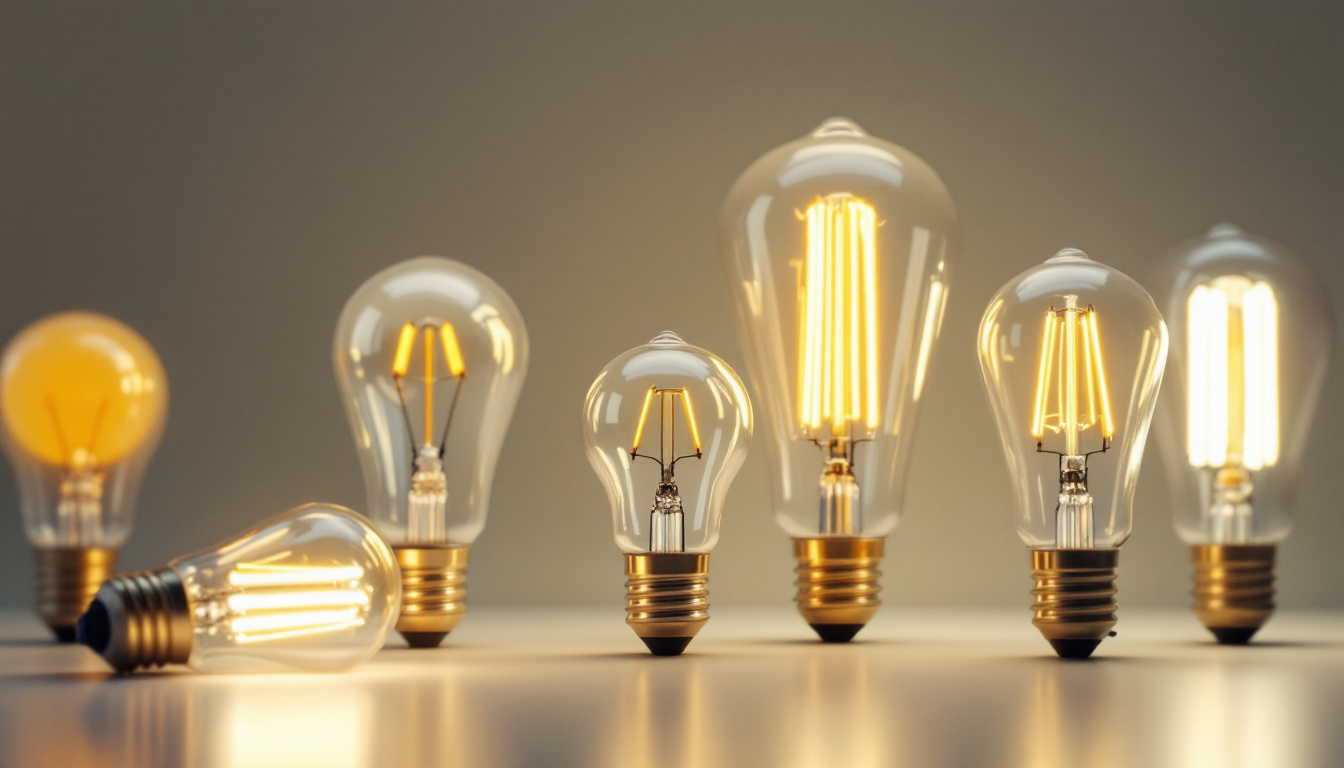 A photograph of a variety of fluorescent bulbs in different sizes and shapes