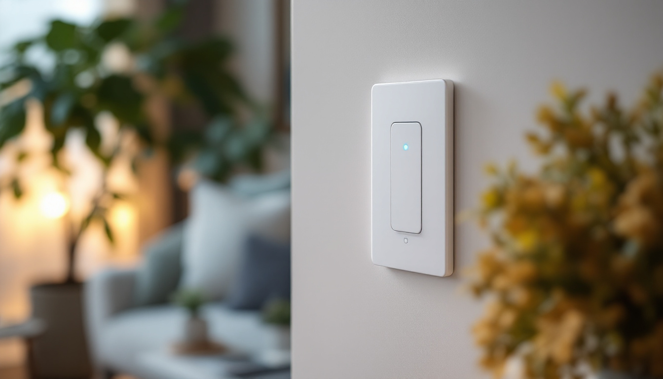 A photograph of capture a photograph of a modern light sensor light switch in a stylish home setting