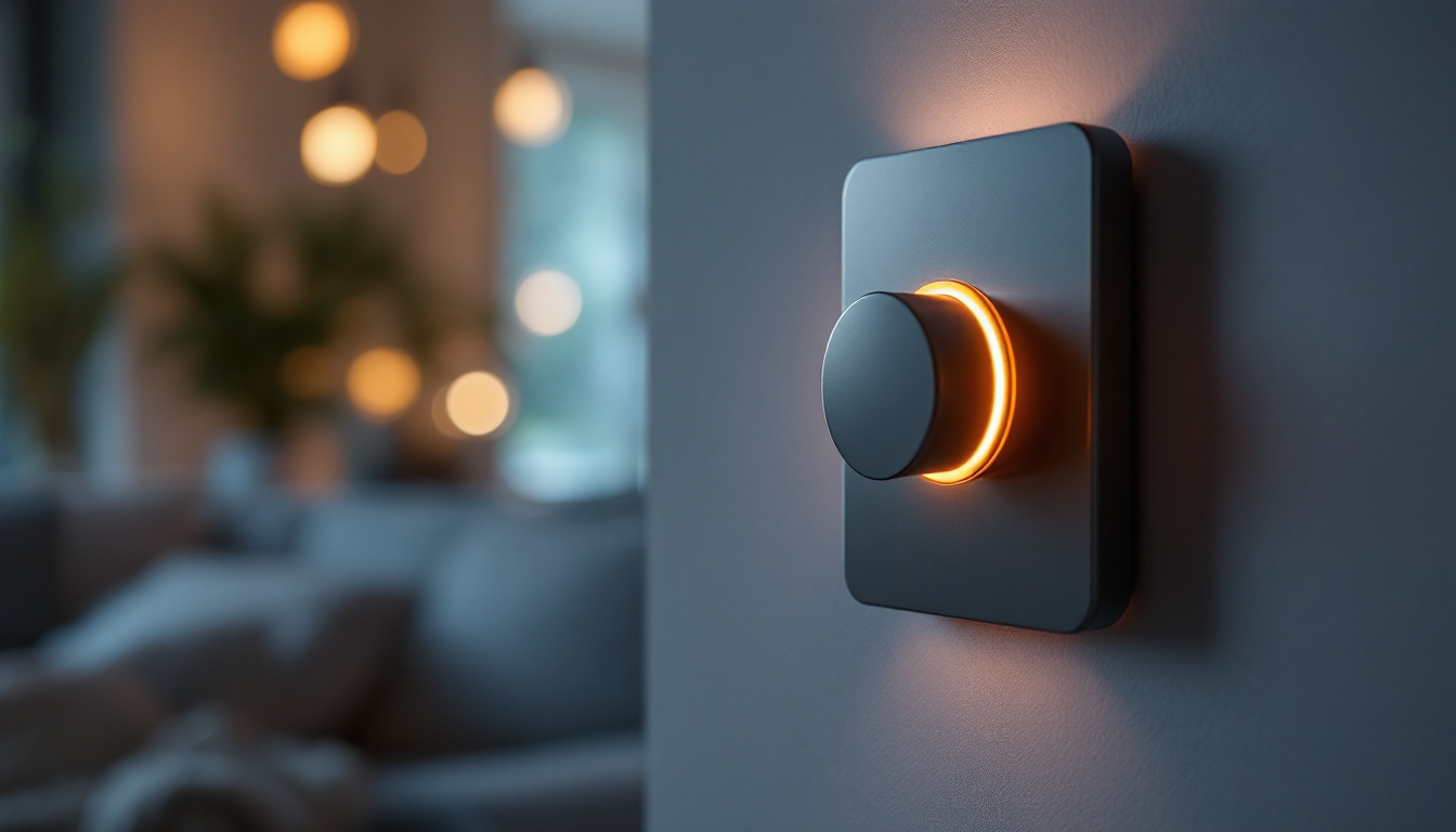 A photograph of a close-up of a modern led light dimmer switch in action