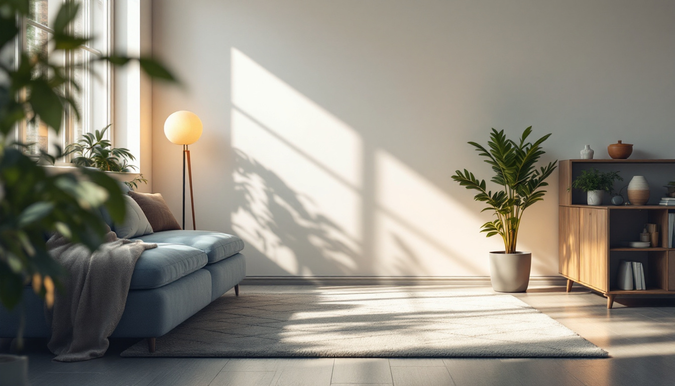 A photograph of a well-lit interior space showcasing the effects of flush lighting on various surfaces