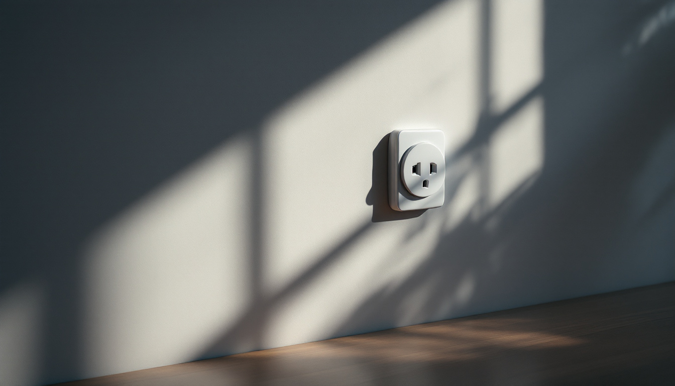 A photograph of a stylishly designed electrical socket outlet in a modern interior setting