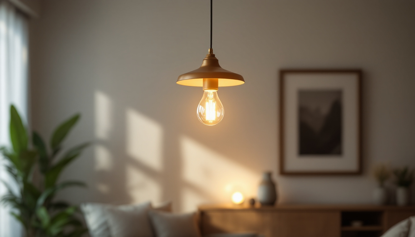 A photograph of a beautifully designed pendant light hanging in a stylishly decorated room