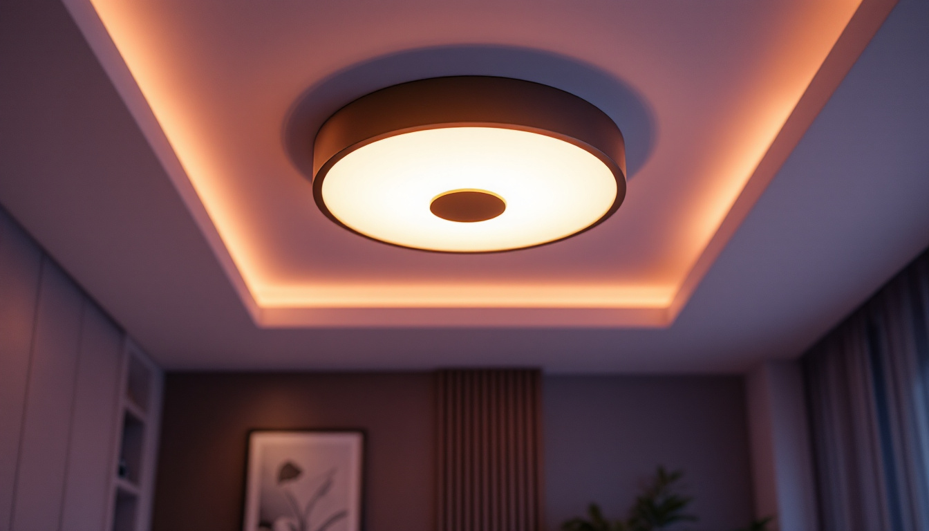 A photograph of a beautifully designed ceiling-mounted light fixture in a stylish interior setting