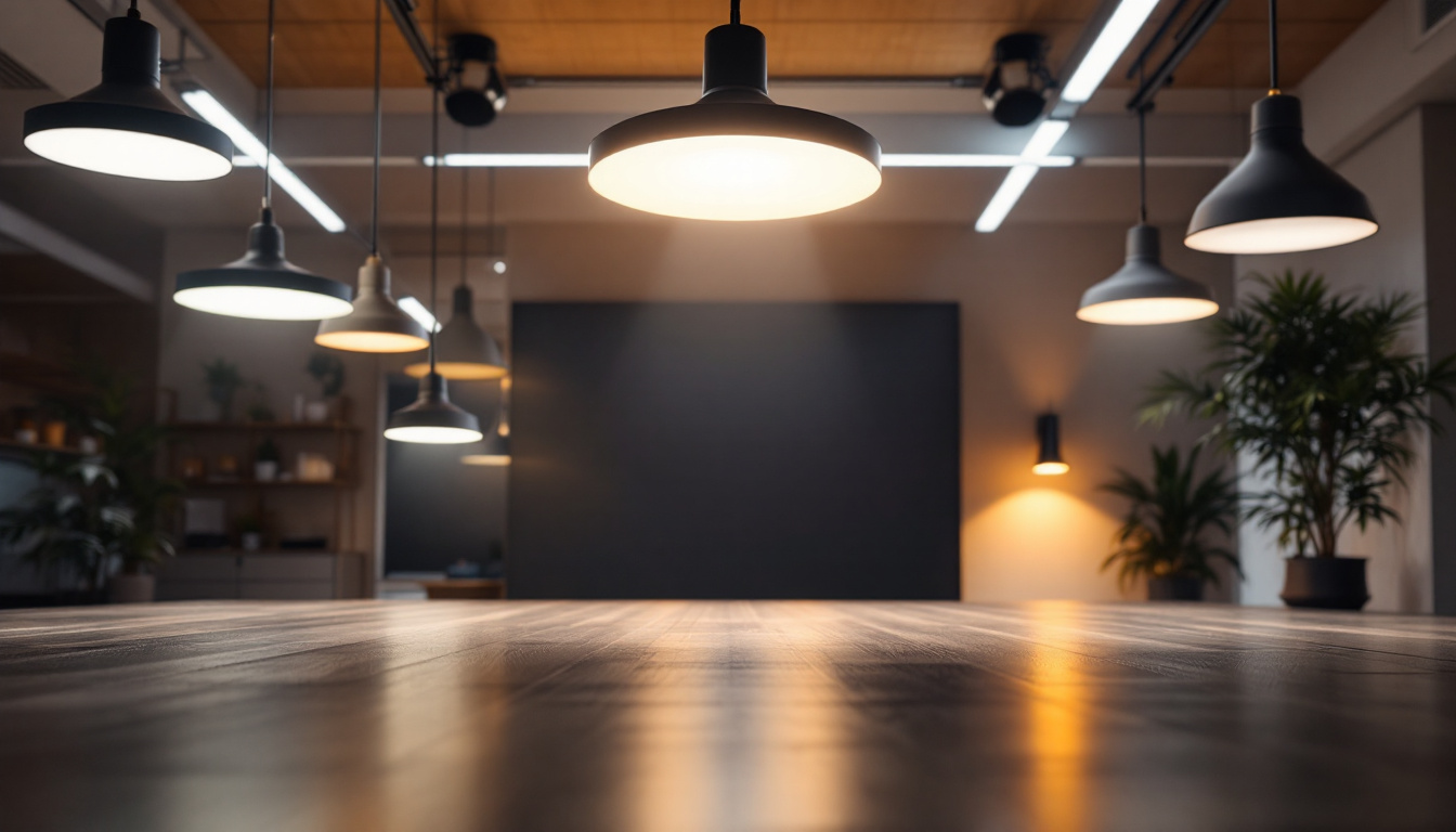 A photograph of a well-lit interior space showcasing various types of led fixtures in use