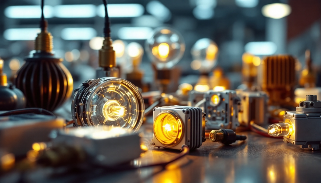 A photograph of a close-up shot of various types of ballasts used in lighting systems