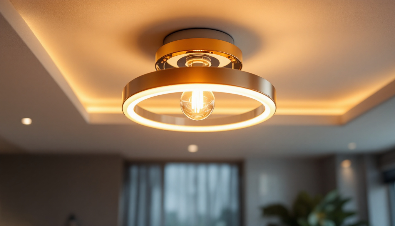 A photograph of a stylish flushmount light fixture elegantly illuminating a modern interior space