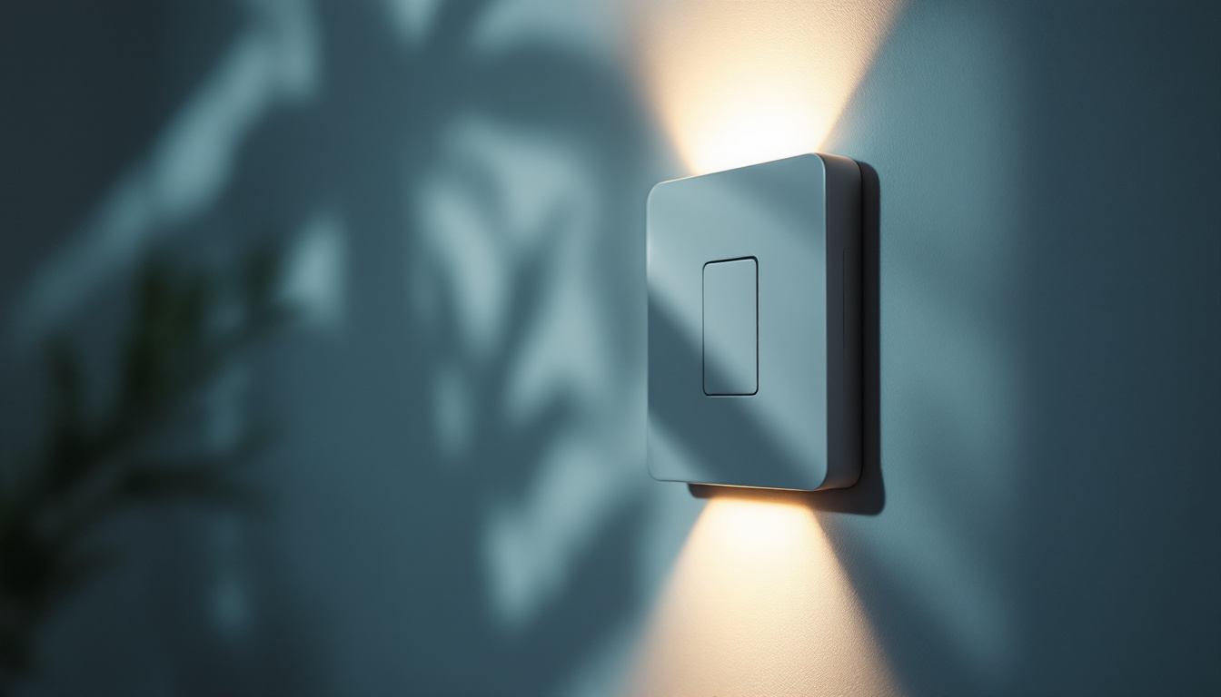 A photograph of a close-up of a modern wall switch being activated