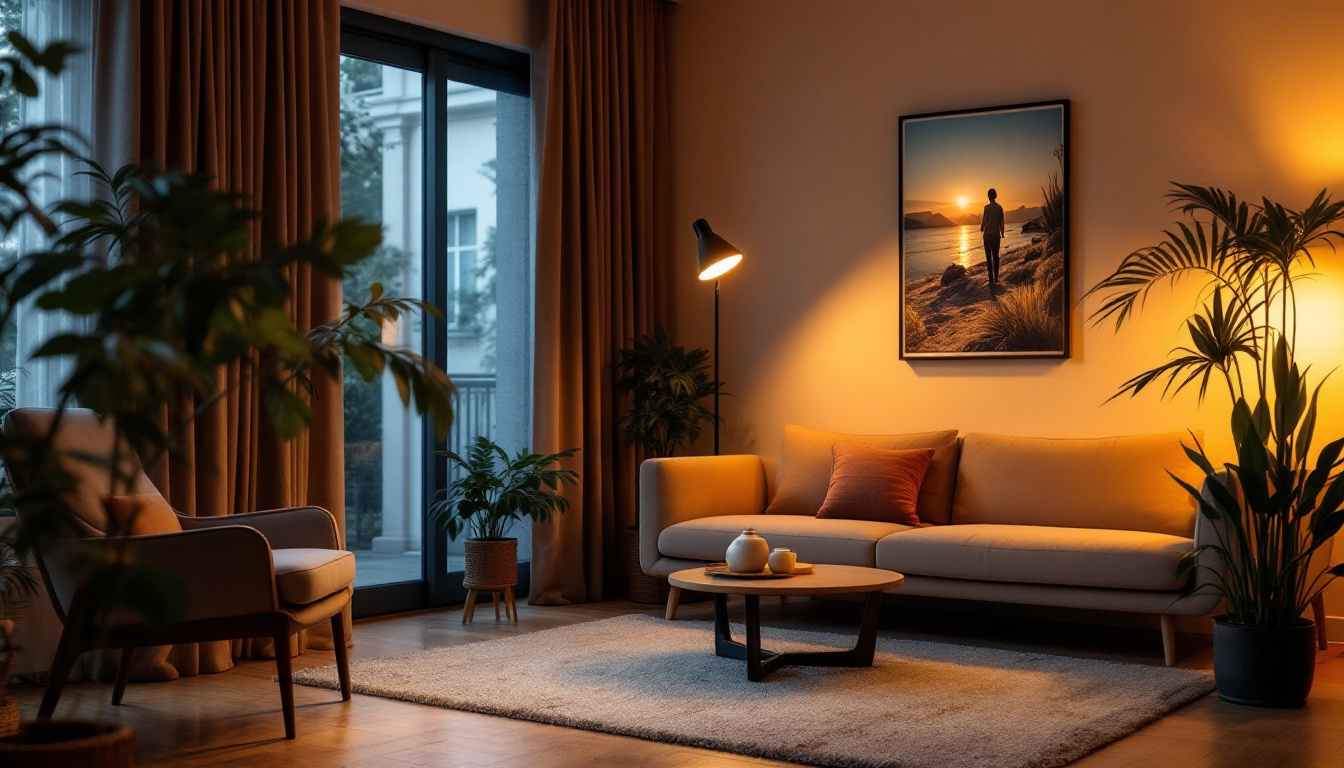 A photograph of a beautifully lit interior space showcasing a t8 lamp in use