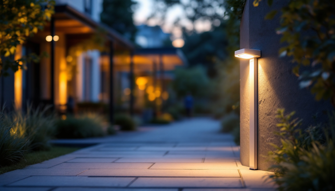 A photograph of a beautifully illuminated outdoor space featuring a modern sensor light in action