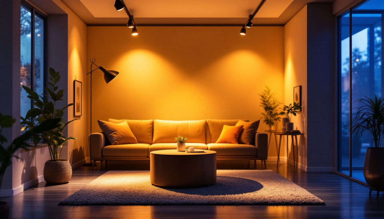 A photograph of a well-lit indoor space showcasing led flood lights in action
