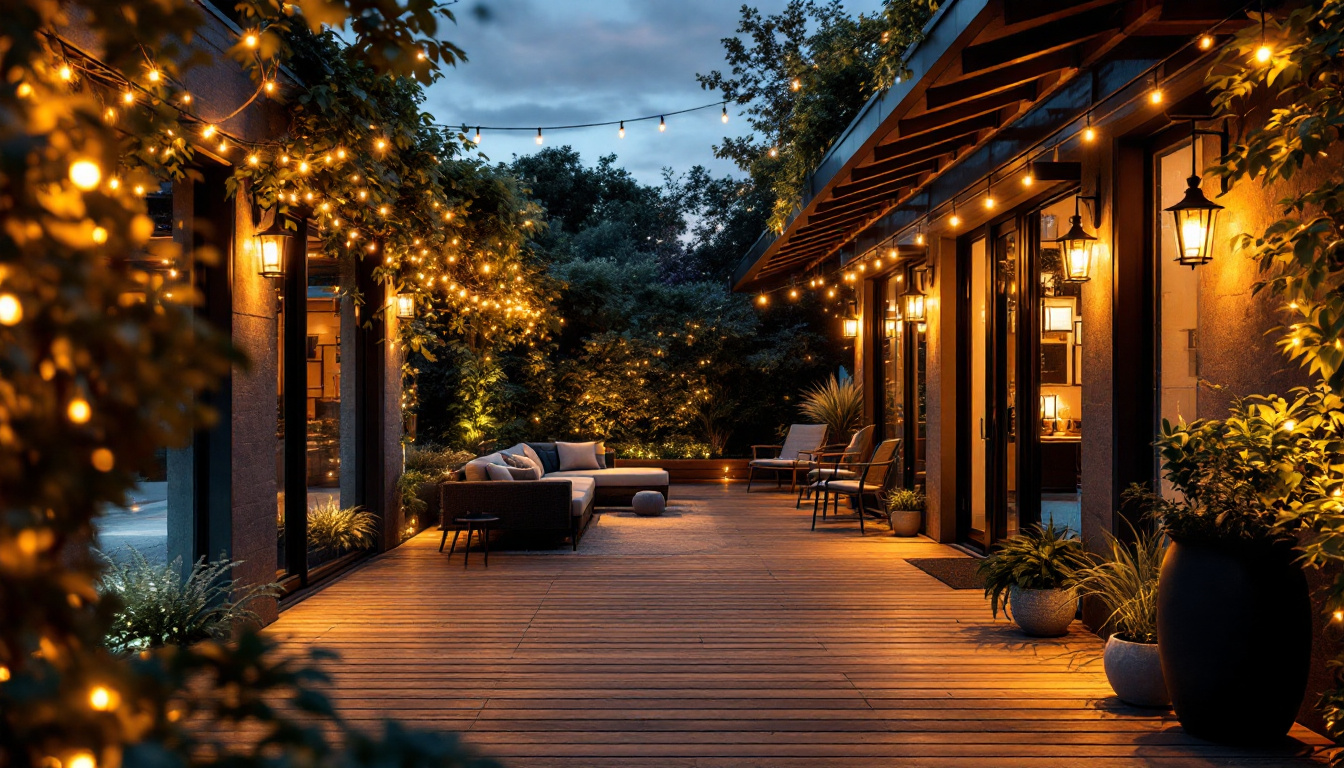 A photograph of a beautifully illuminated outdoor space featuring energy-efficient led lighting