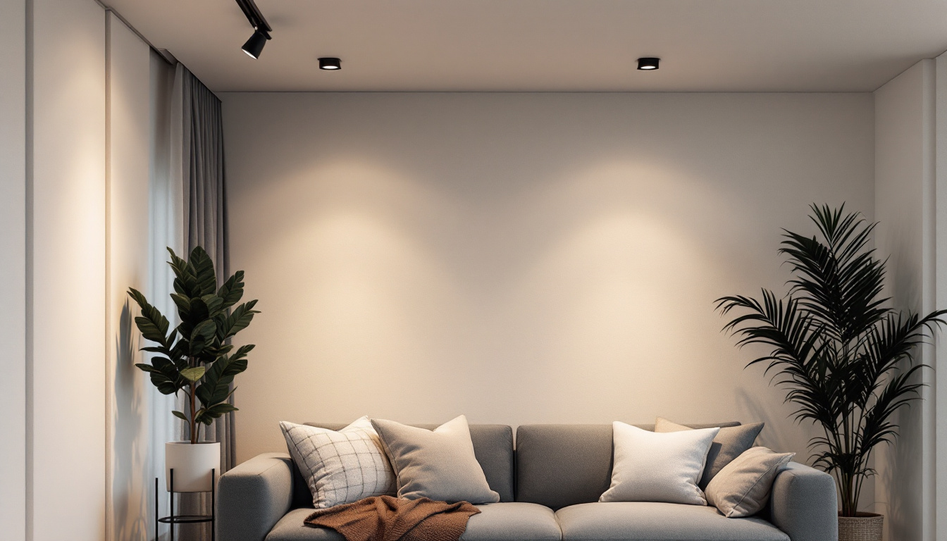 A photograph of a stylishly designed room featuring various types of recessed lighting
