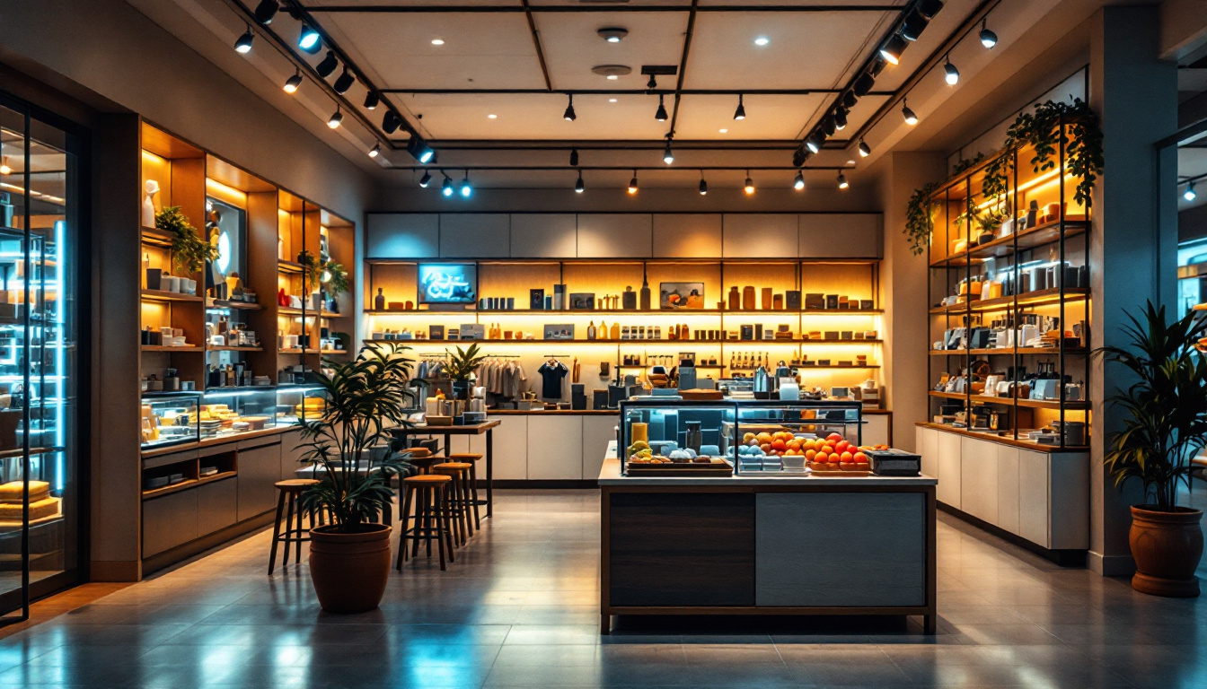 A photograph of a well-lit retail space showcasing vibrant commercial led shop lights illuminating products and creating an inviting atmosphere