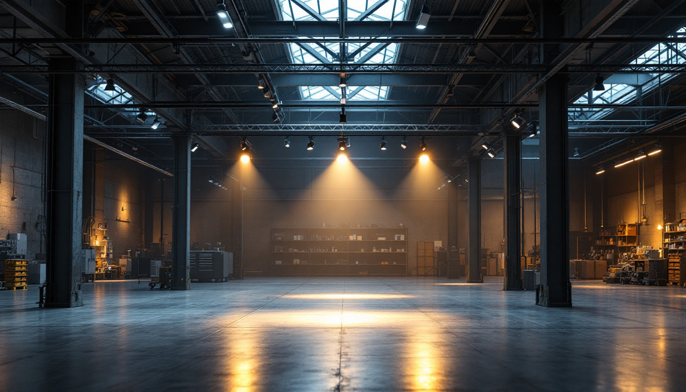 A photograph of a well-designed industrial space featuring various styles of track lighting in use