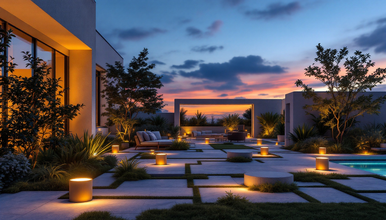 A photograph of a beautifully designed outdoor space featuring cylinder downlights