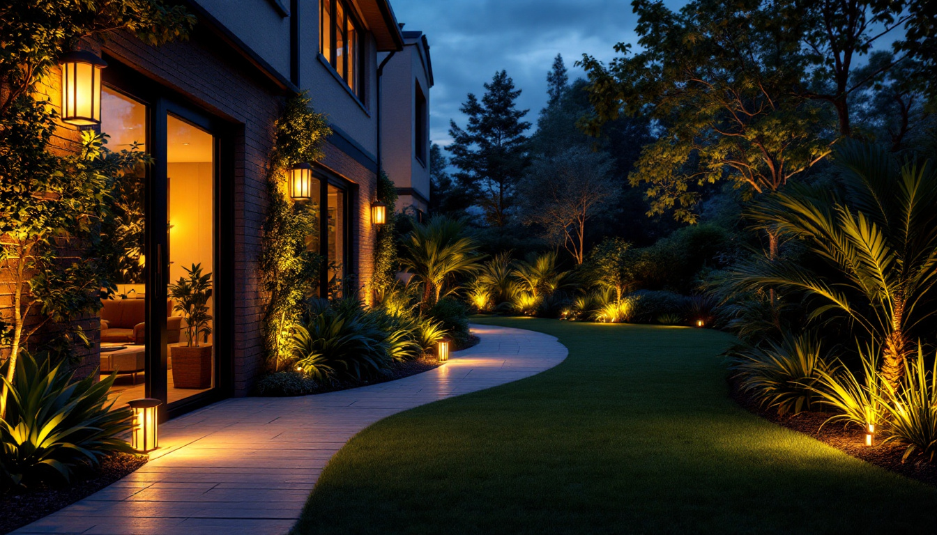 A photograph of a beautifully illuminated outdoor space at dusk