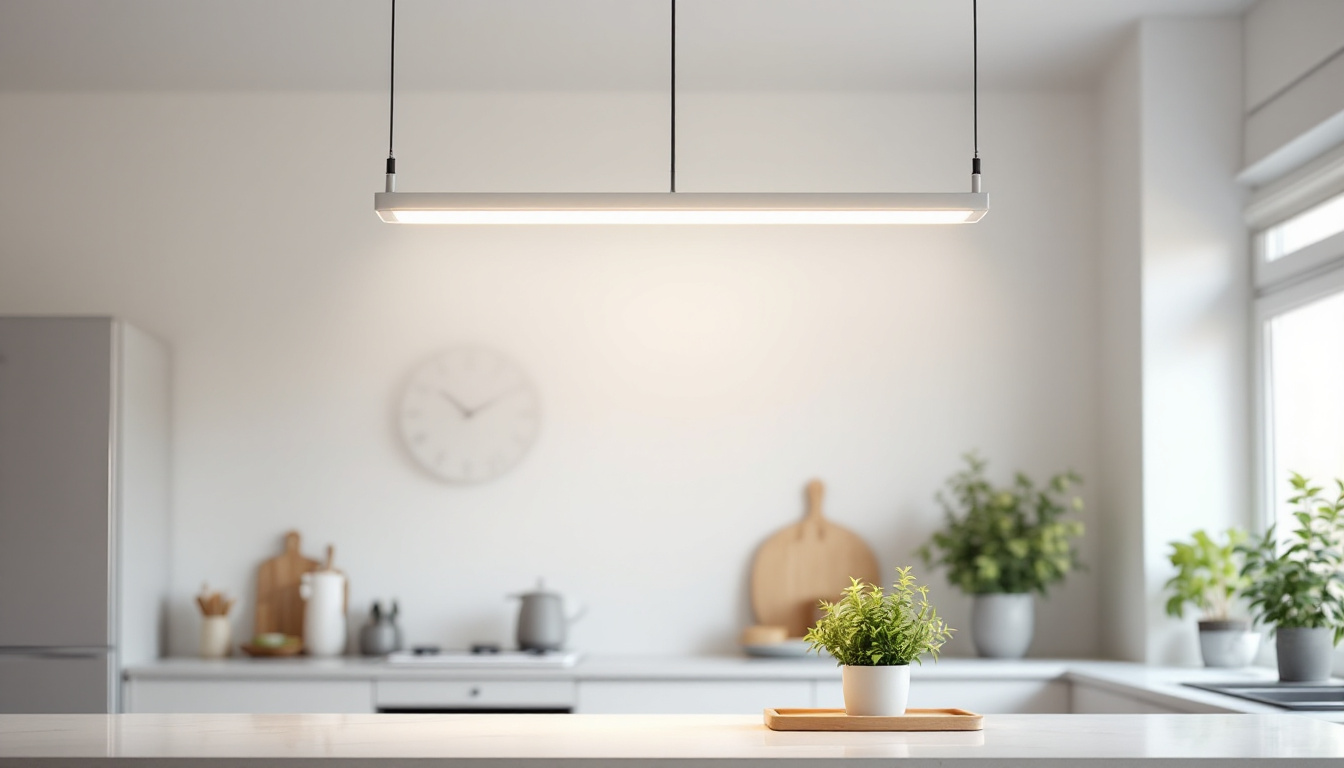 A photograph of a well-lit indoor space featuring a 4 ft led light fixture installed
