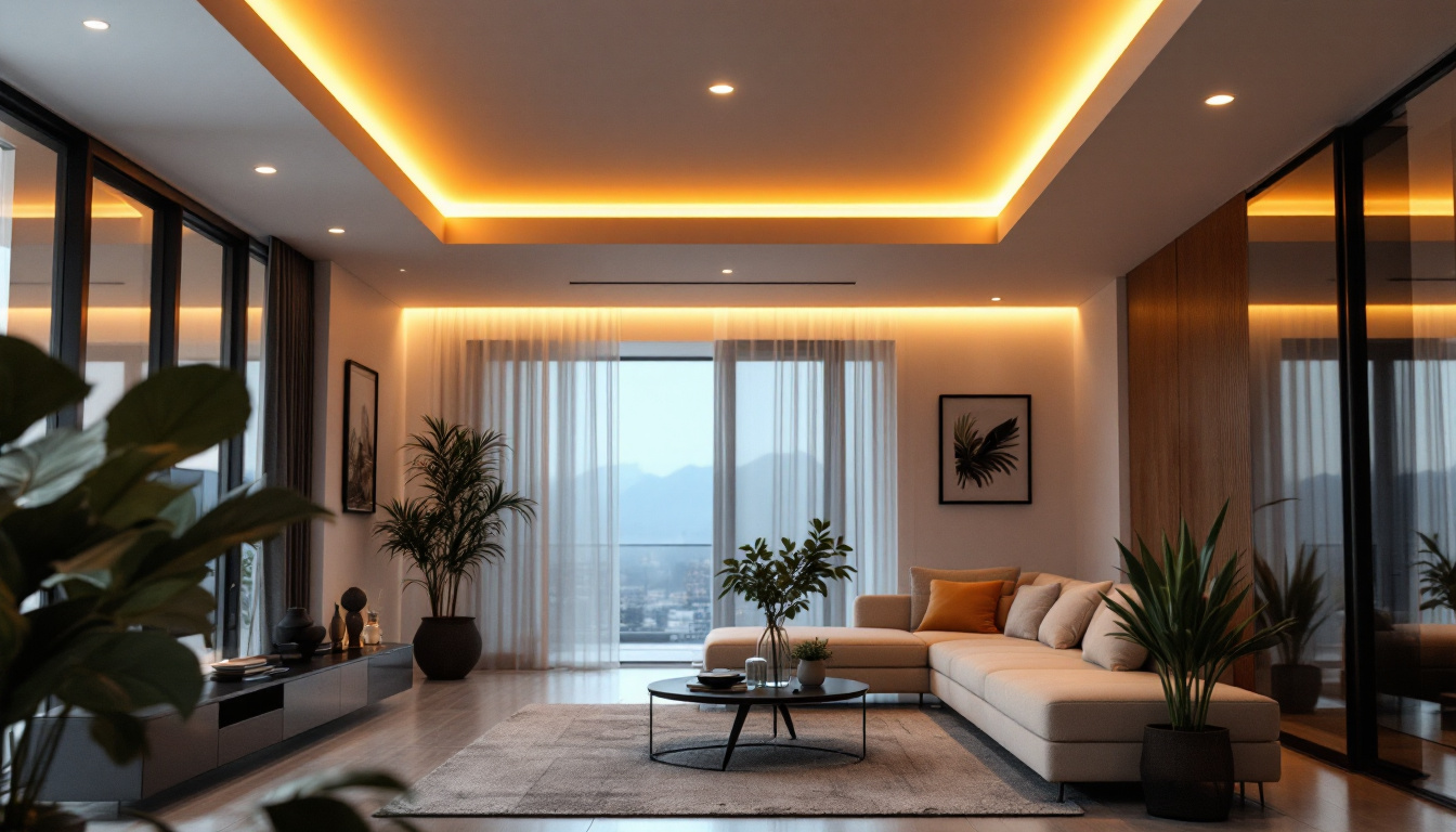 A photograph of a beautifully designed recessed lighting fixture installed in a modern living space