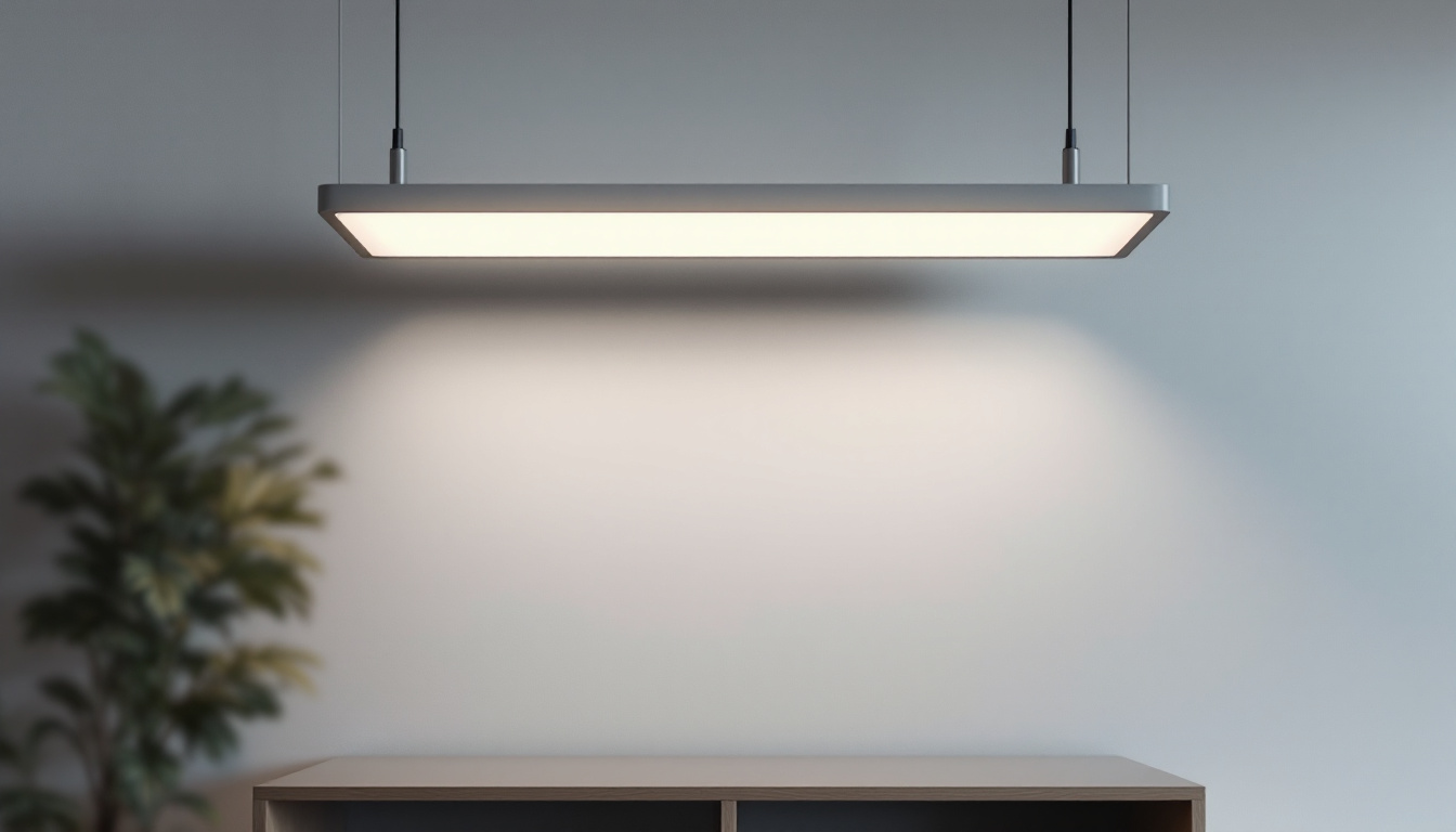 A photograph of a stylish modern interior featuring a 4ft led light fixture