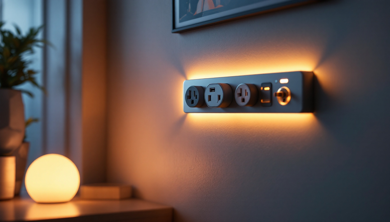 A photograph of a stylishly designed outlet wall in a well-lit room