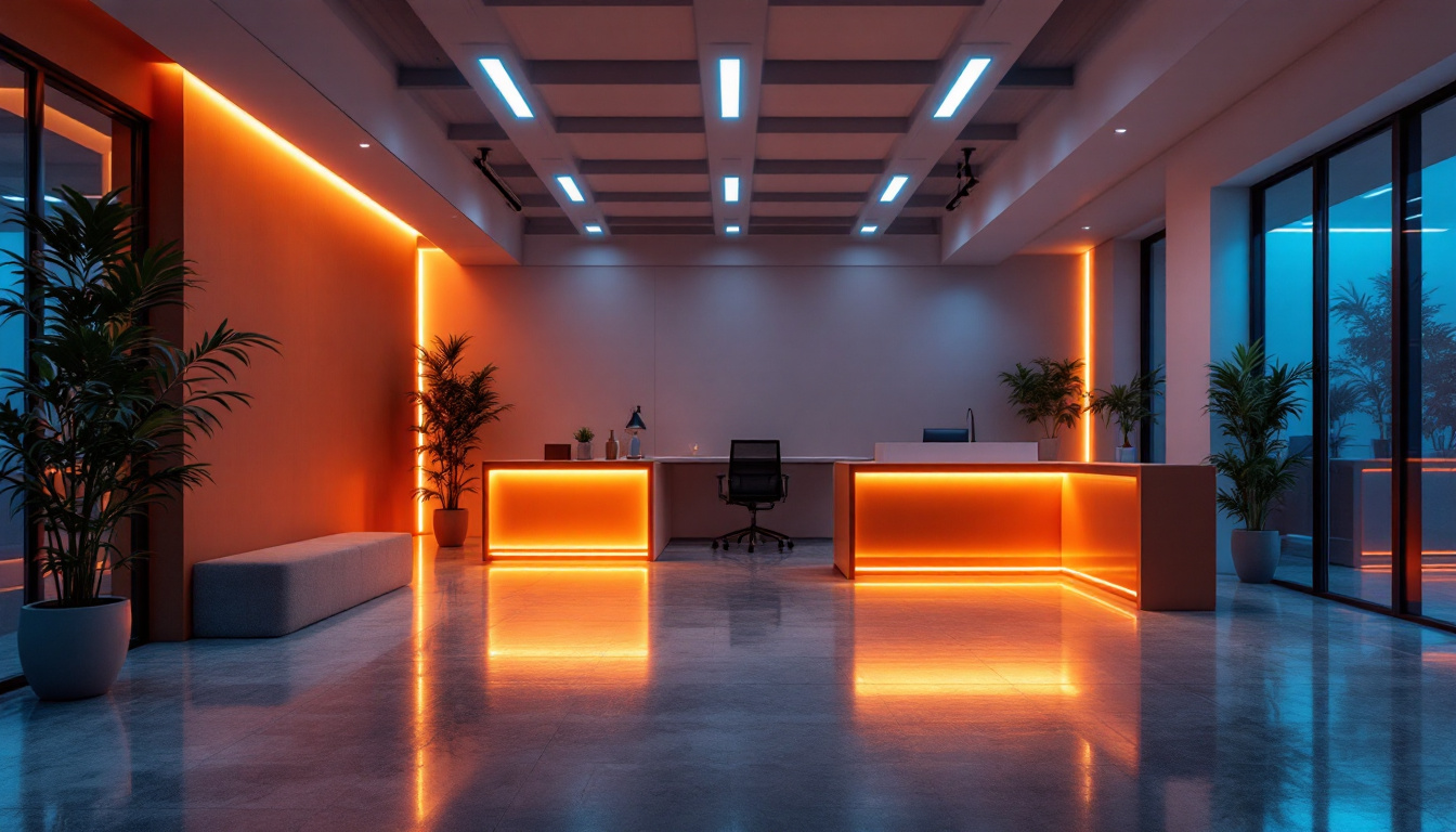 A photograph of a modern commercial space illuminated by 4x4 led lights