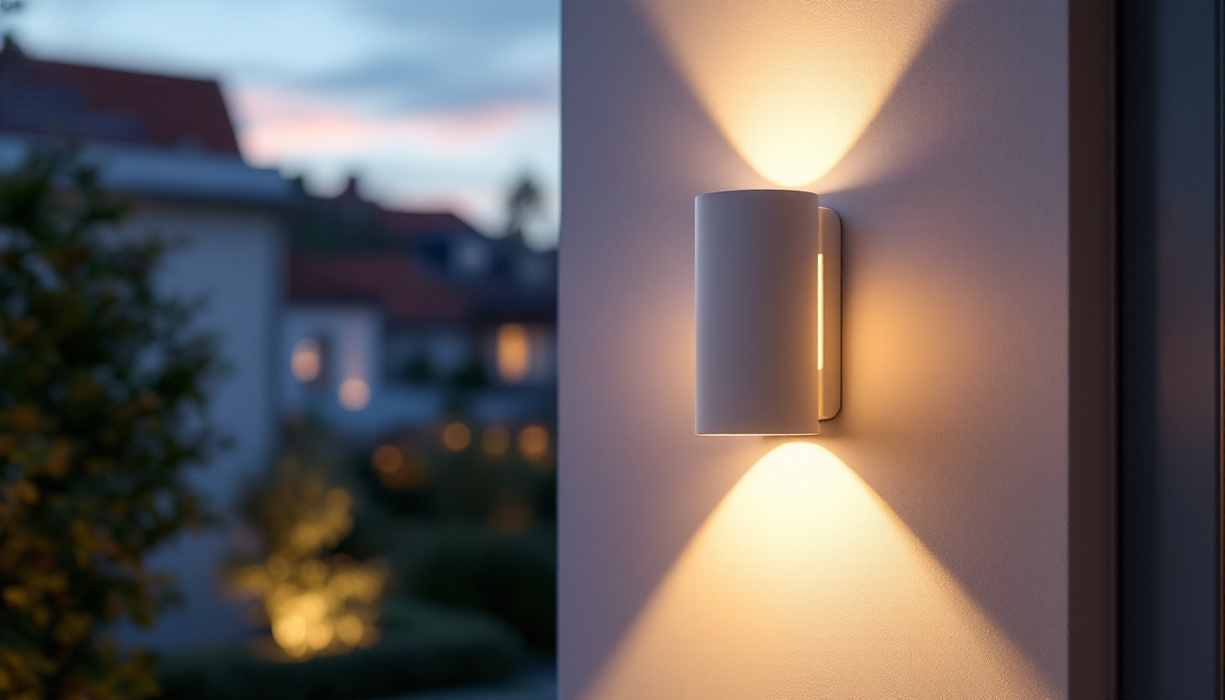 A photograph of a beautifully designed led outdoor wall sconce mounted on an exterior wall