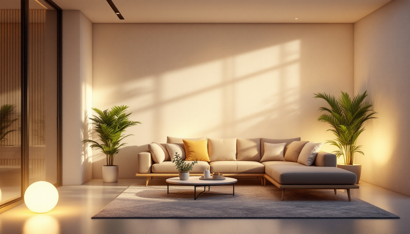 A photograph of a modern indoor or outdoor space showcasing various automatic light sensors in action