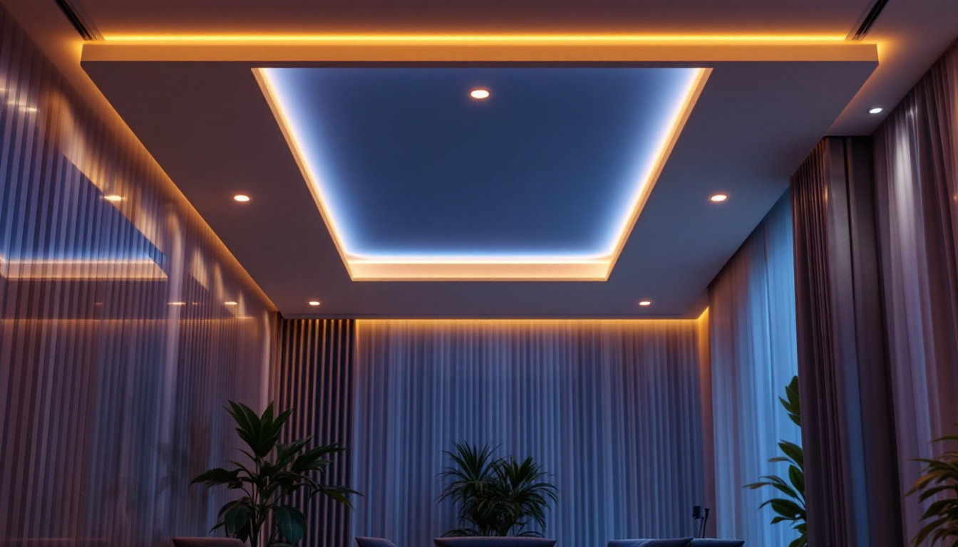 A photograph of a beautifully designed interior space illuminated by flush mount led lighting