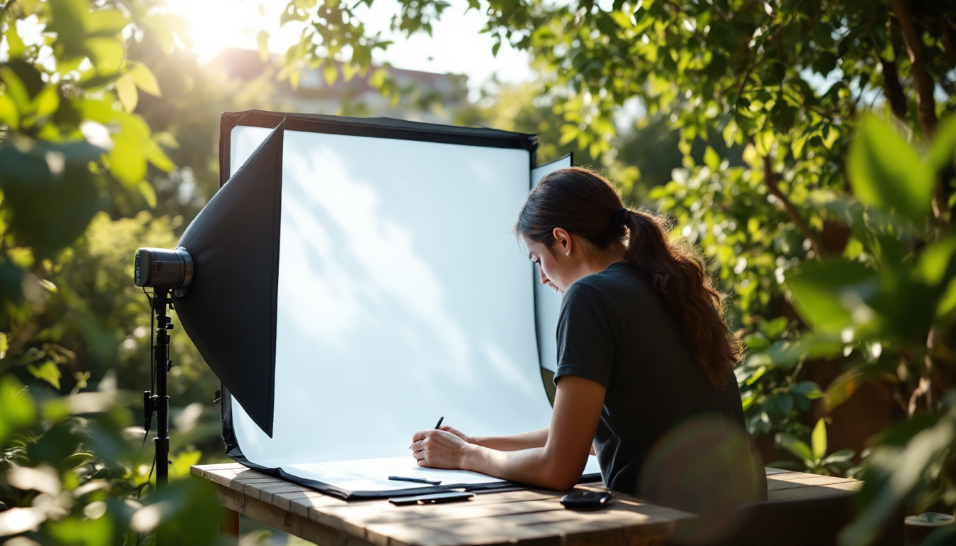 A photograph of a vibrant outdoor light box setup in use