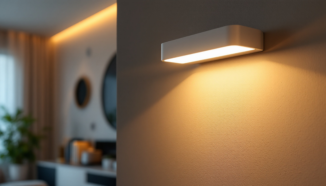 A photograph of a stylishly designed led wall light installed in a modern living space