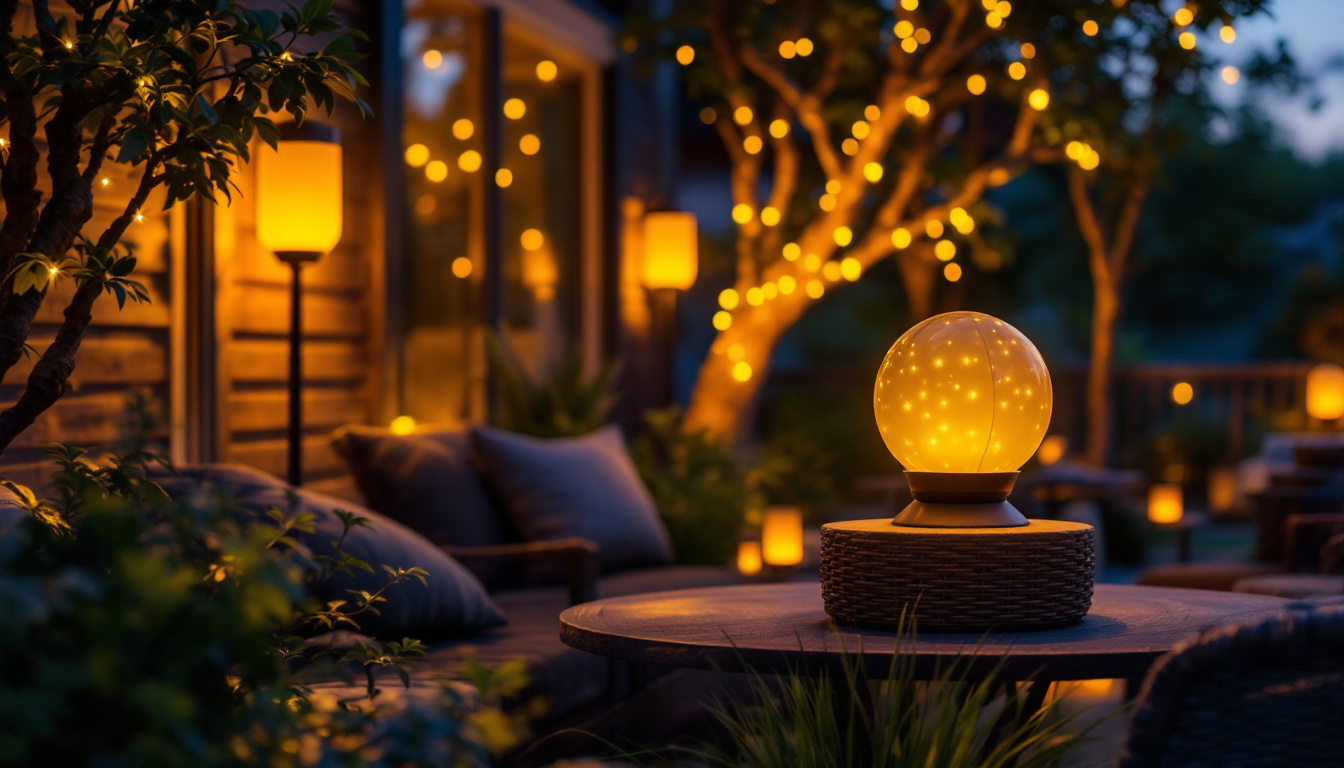 A photograph of a beautifully illuminated outdoor space featuring solar led lamps in use