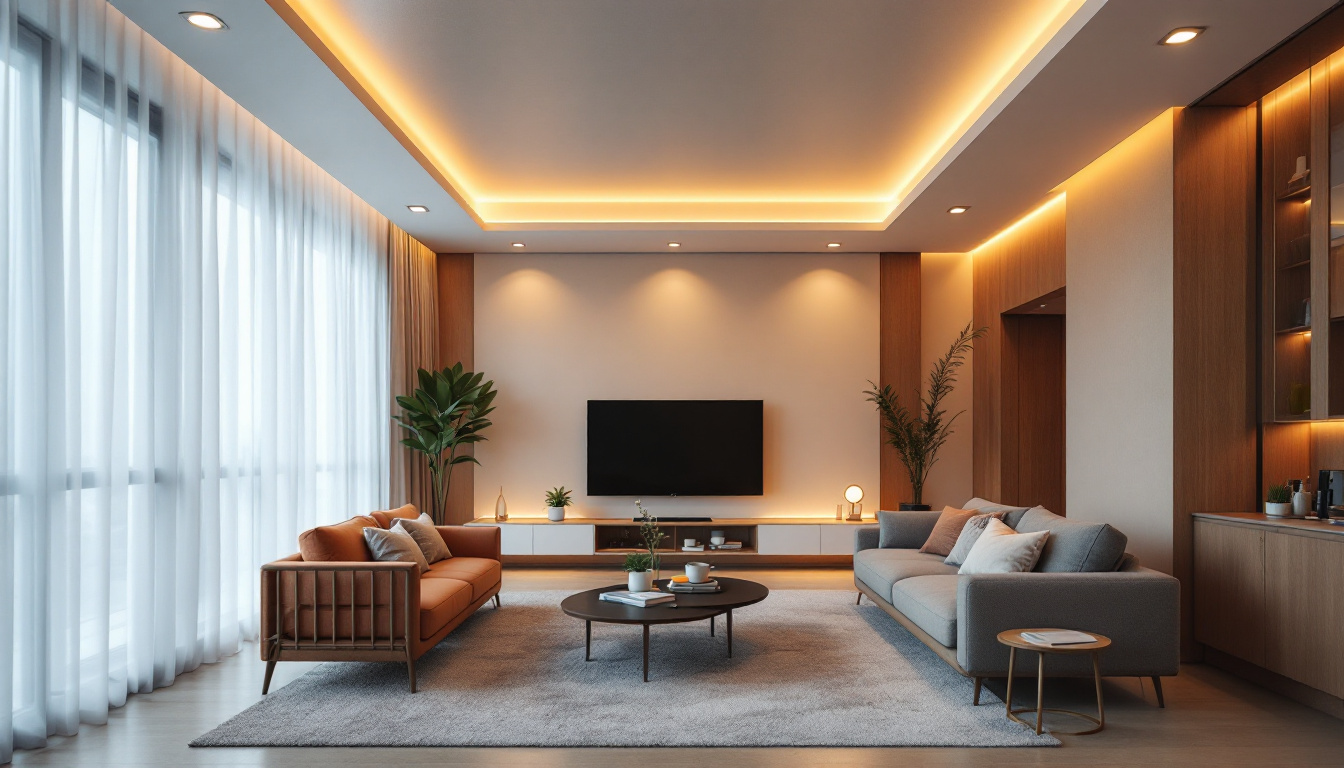 A photograph of a beautifully designed room featuring recessed led lights